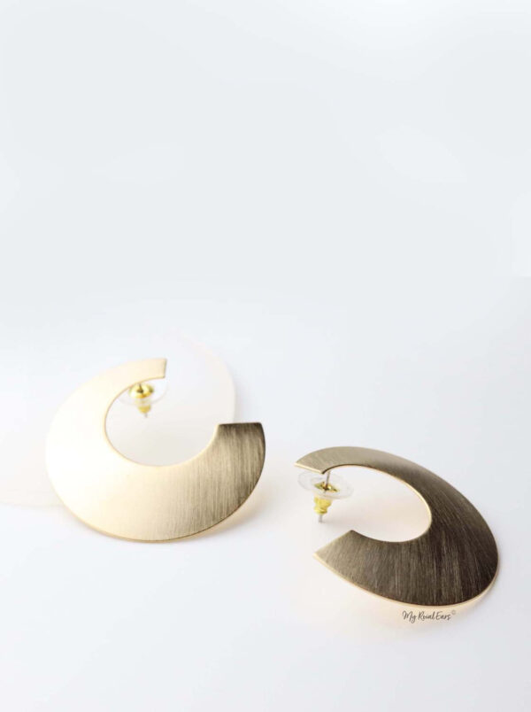 Bia- gold plated half mood statement stud earrings - My Roial Ears LTD