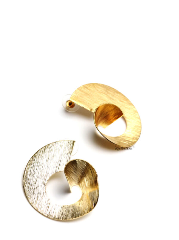 ATHENA- gold plated spiral copper shape statement stud earrings - Image 2