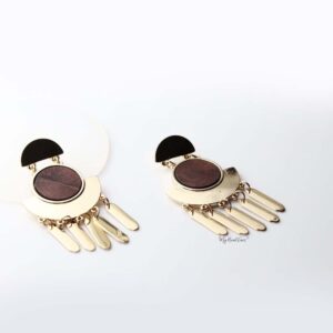 Eris- gold plated wooden tassel drop earrings - My Roial Ears LTD