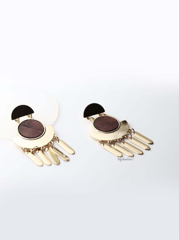 Eris- gold plated wooden tassel drop earrings - My Roial Ears LTD