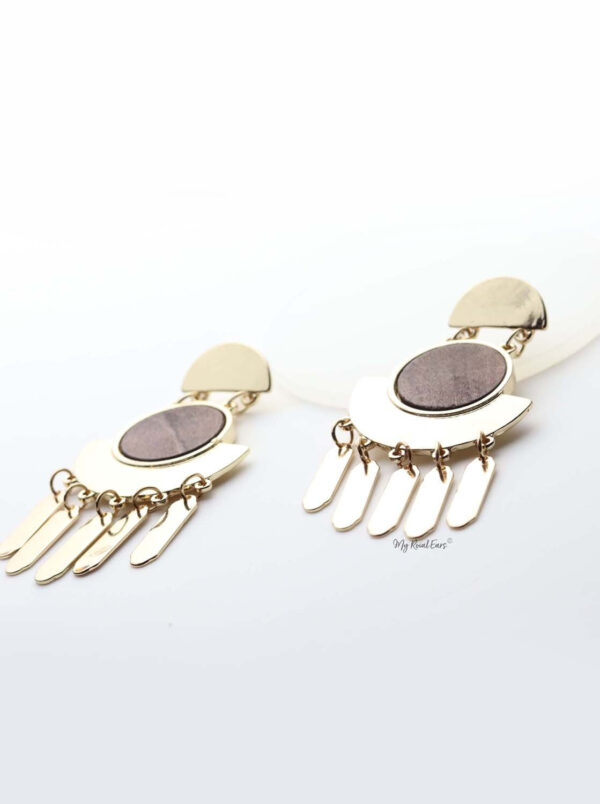 Eris- gold plated wooden tassel drop earrings - My Roial Ears LTD
