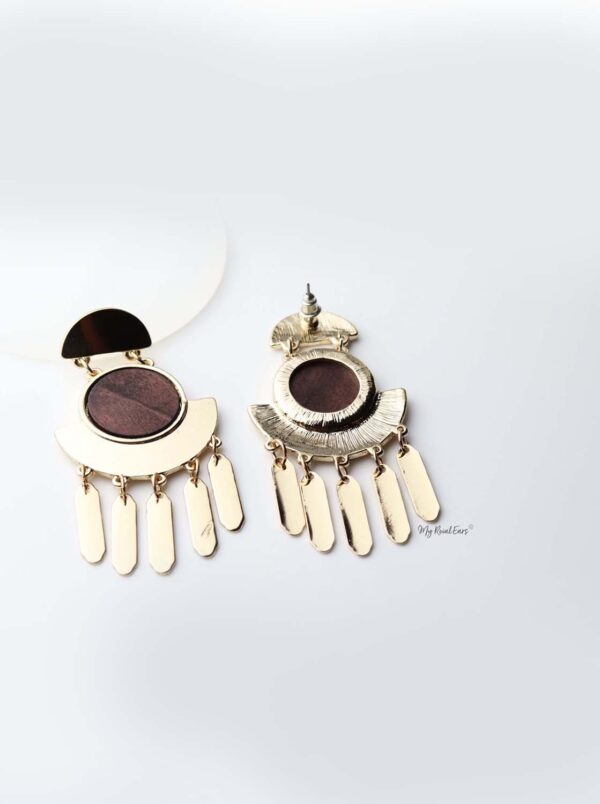 Eris- gold plated wooden tassel drop earrings - My Roial Ears LTD