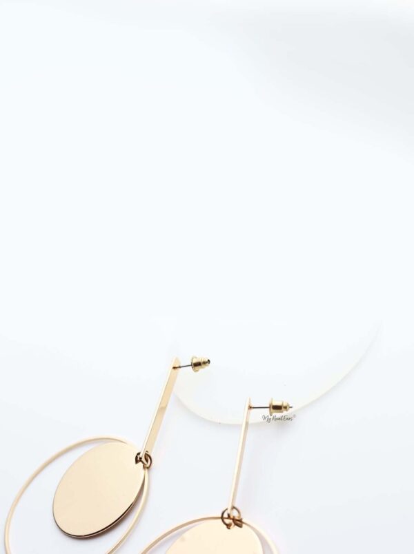 GAIA- gold plated long hoop dangling circle earrings - My Roial Ears LTD
