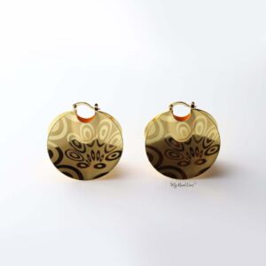 HERA- gold plated pattern phenomenal disc drop earrings - My Roial Ears LTD