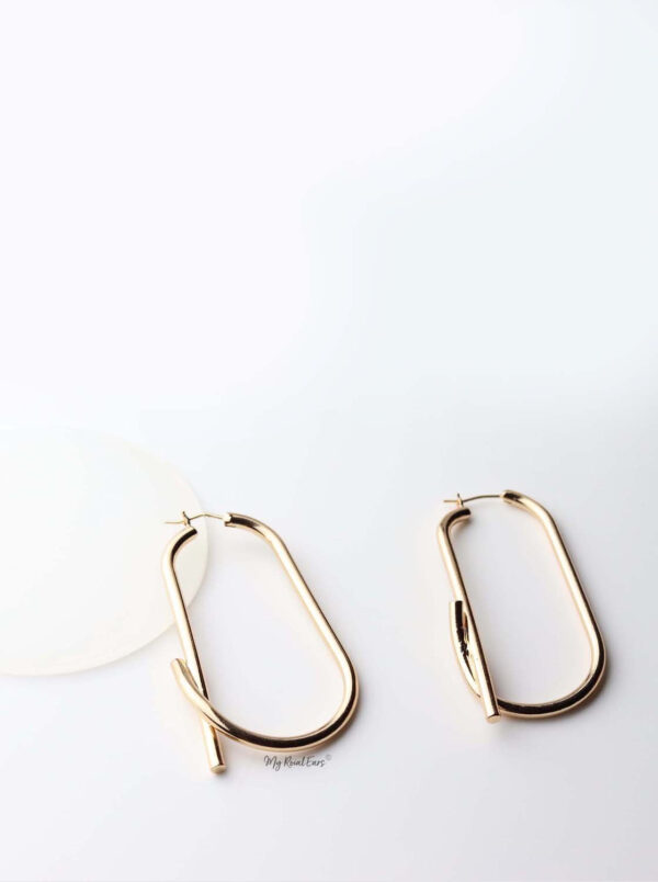 Maia- gold plated abstract hoop drop earrings - My Roial Ears LTD