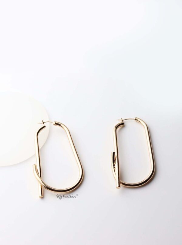 Maia- gold plated abstract hoop drop earrings - My Roial Ears LTD