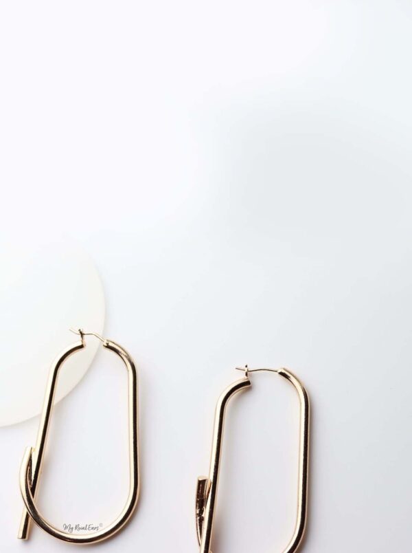 Maia- gold plated abstract hoop drop earrings - My Roial Ears LTD
