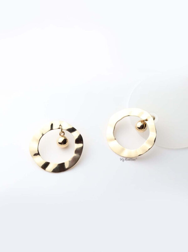 Merope- gold plated oval small dangling ball statement earrings - My Roial Ears LTD