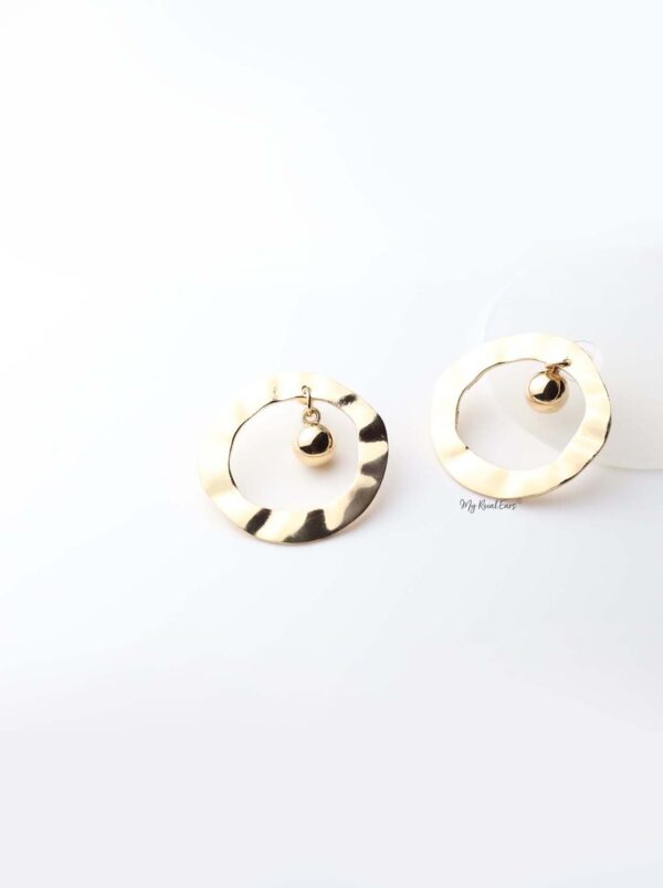 Merope- gold plated oval small dangling ball statement earrings - My Roial Ears LTD