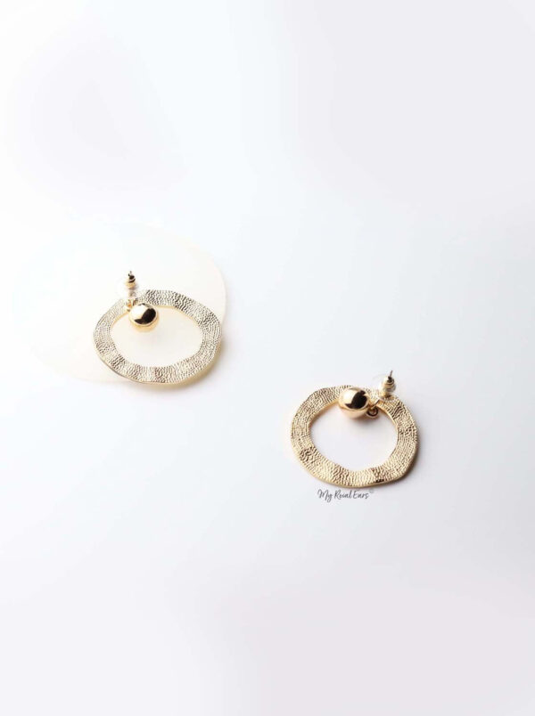 Merope- gold plated oval small dangling ball statement earrings - My Roial Ears LTD