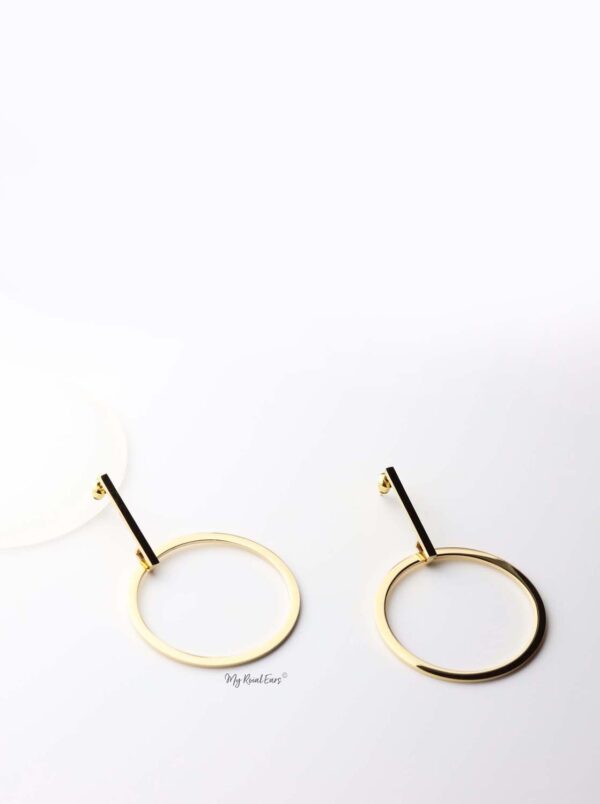 Peitho- gold plated long oval drop earrings - My Roial Ears LTD