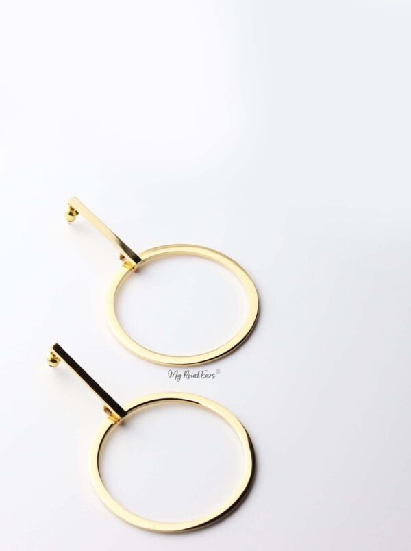 Peitho- gold plated long oval drop earrings - My Roial Ears LTD
