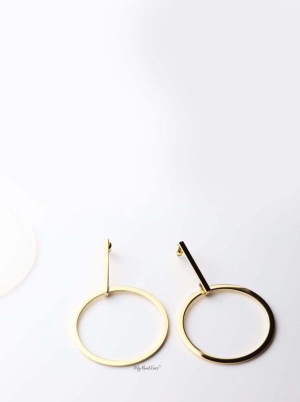 Peitho- gold plated long oval drop earrings - My Roial Ears LTD