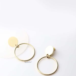 Semele- gold plated graceful oval stud drop hoop earrings - My Roial Ears LTD