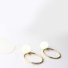 Semele- gold plated graceful oval stud drop hoop earrings - My Roial Ears LTD