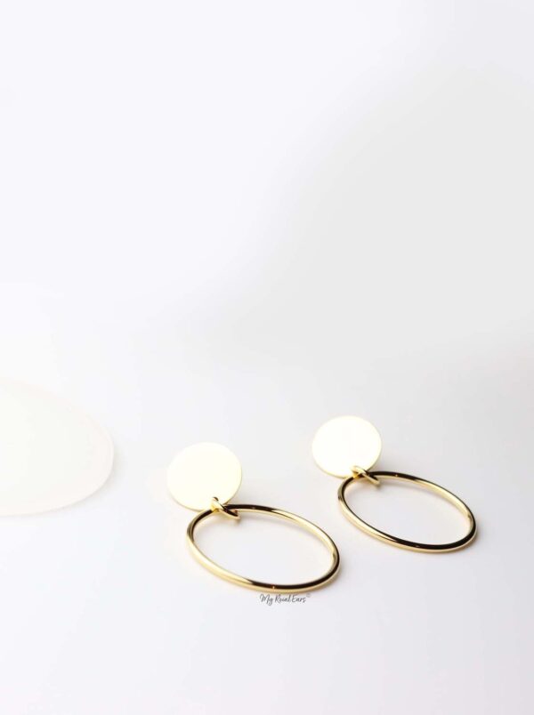 Semele- gold plated graceful oval stud drop hoop earrings - My Roial Ears LTD