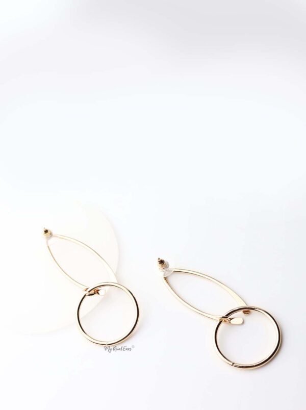 Eulalia- impressive gold plated dangling shapes drop earrings - My Roial Ears LTD