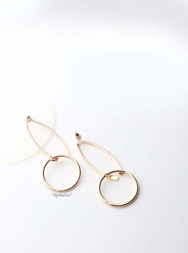 Eulalia- impressive gold plated dangling shapes drop earrings - My Roial Ears LTD