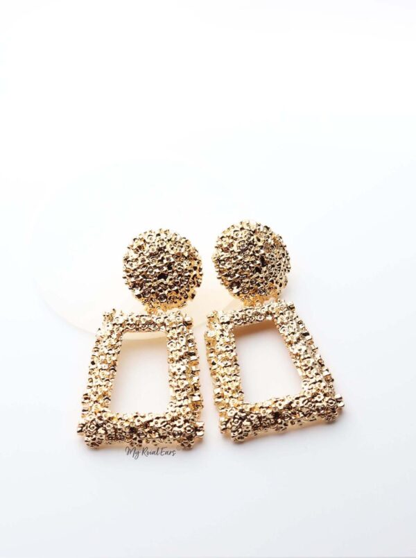 Brizo- trendy statement gold drop earrings - My Roial Ears LTD