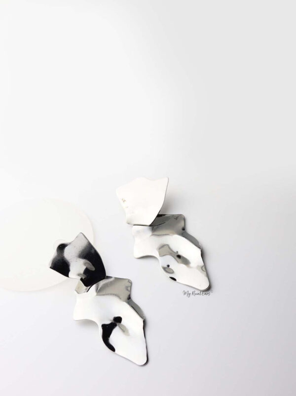 Penelope Silver- abstract striking statement earrings - My Roial Ears LTD