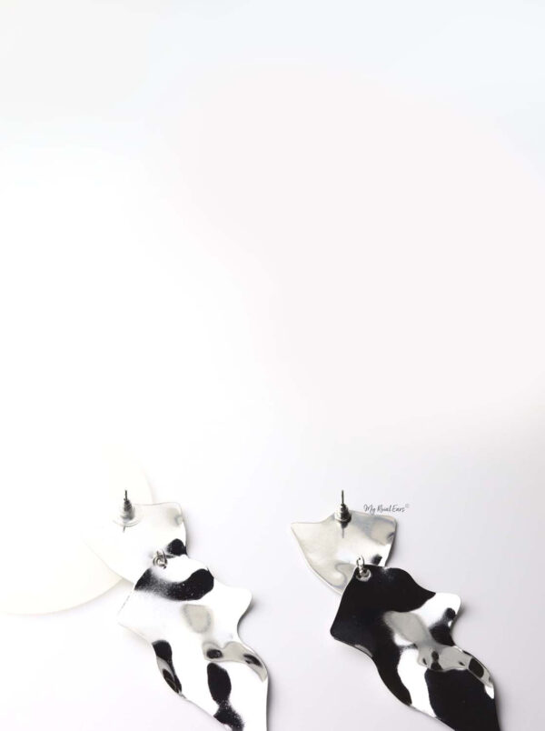 Penelope Silver- abstract striking statement earrings - My Roial Ears LTD