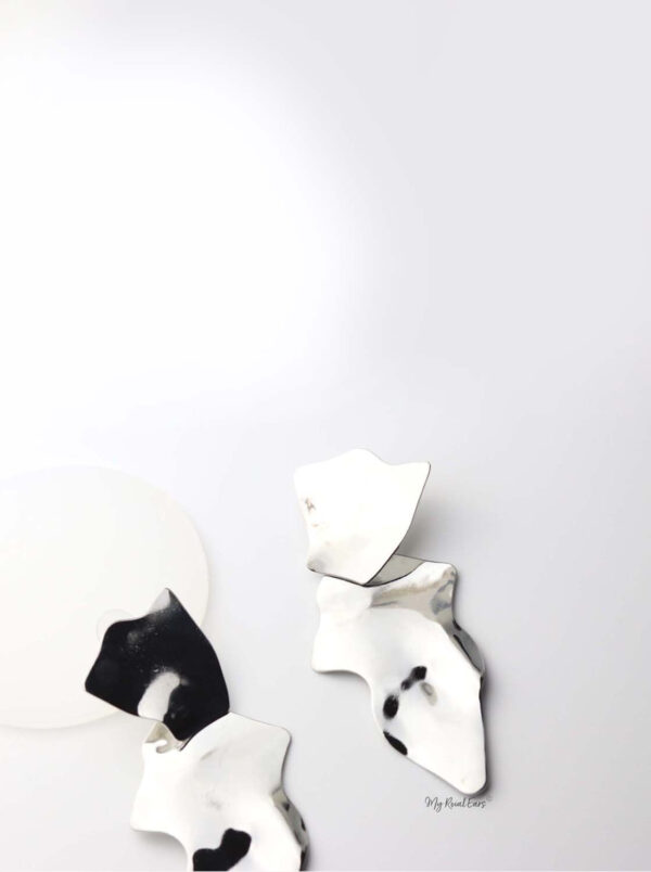 Penelope Silver- abstract striking statement earrings - My Roial Ears LTD