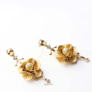 Gaia- gold plated 3d floral glam earrings - My Roial Ears LTD