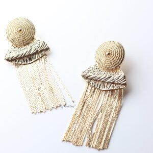 Eppie- statement tassel gold drop earrings - My Roial Ears LTD