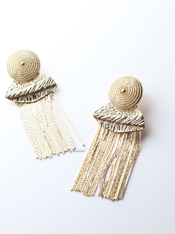 Eppie- statement tassel gold drop earrings - My Roial Ears LTD