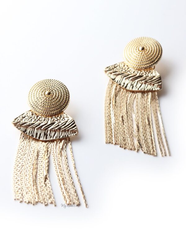Eppie- statement tassel gold drop earrings - My Roial Ears LTD