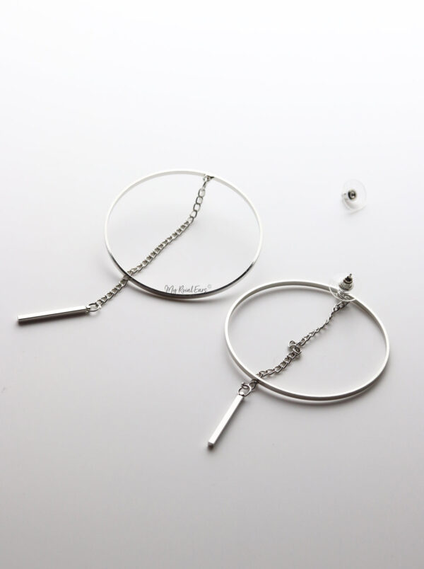 Aglaia- statement stud long drop hoop chain gold earrings - Image 4
