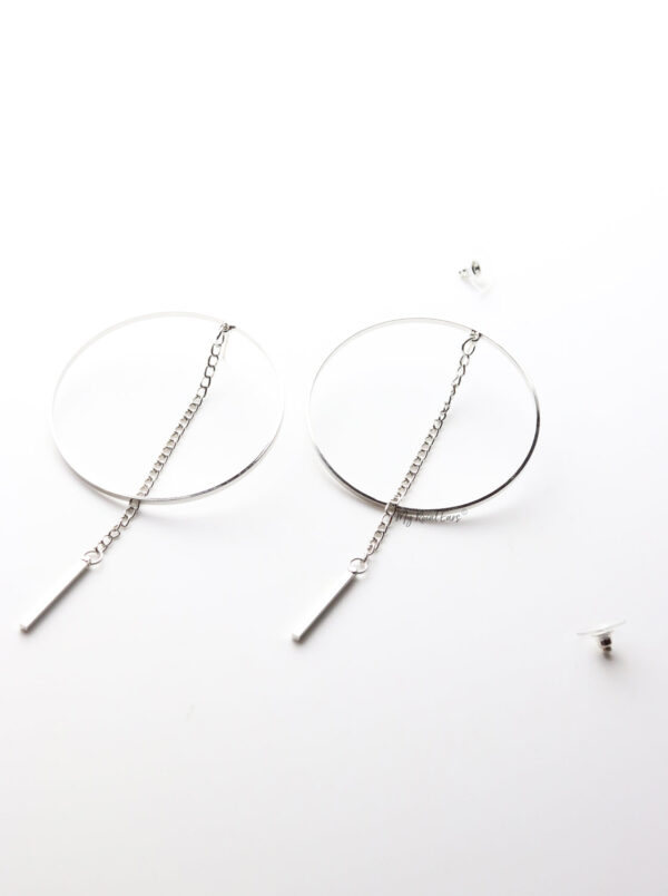 Aglaia- statement stud long drop hoop chain gold earrings - Image 3