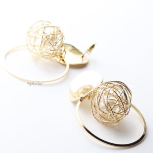 Charissa- gold statement ball drop earrings