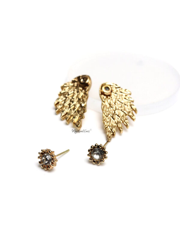 Drea Gold - two in one wing stud earrings - Image 2