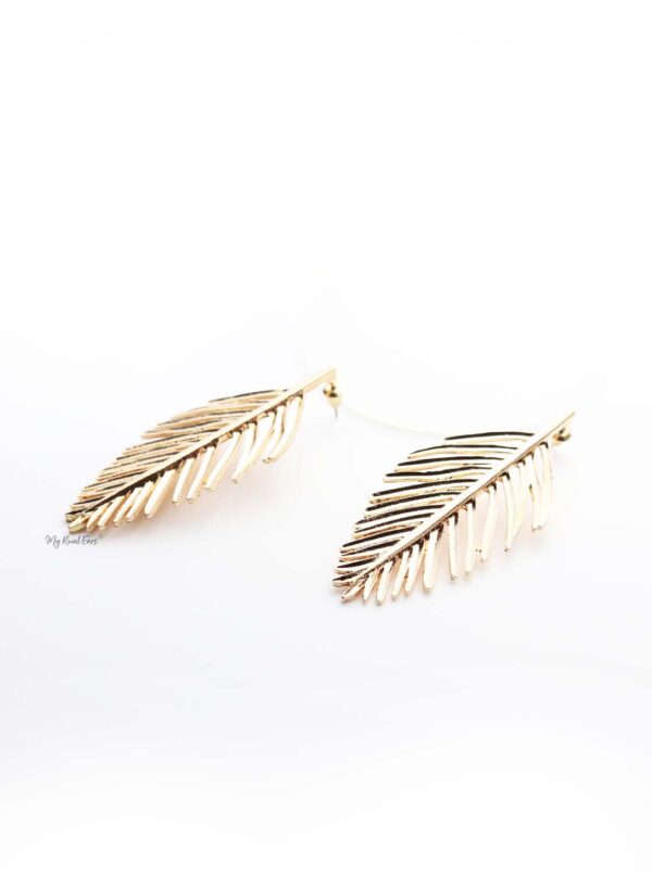 Daphne-gold plated leaf statement stud earrings - My Roial Ears LTD