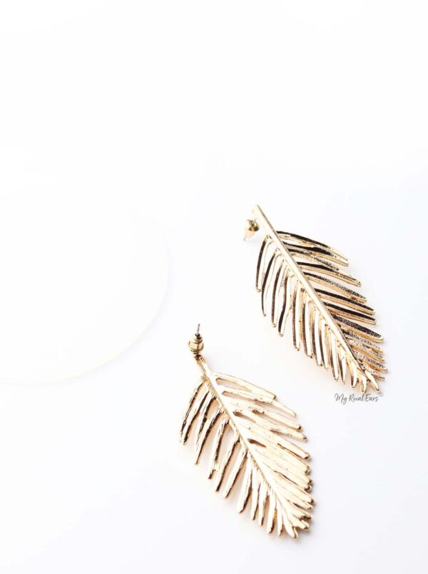 Daphne-gold plated leaf statement stud earrings - My Roial Ears LTD