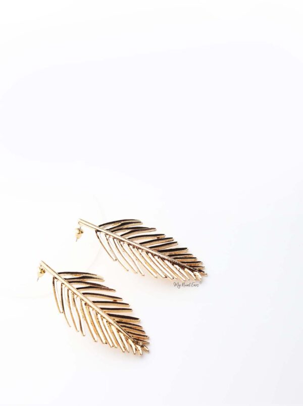 Daphne-gold plated leaf statement stud earrings - My Roial Ears LTD