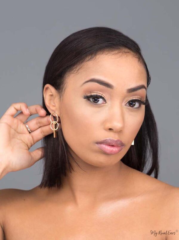 Phoebe- gold plated small double circle earrings - My Roial Ears LTD