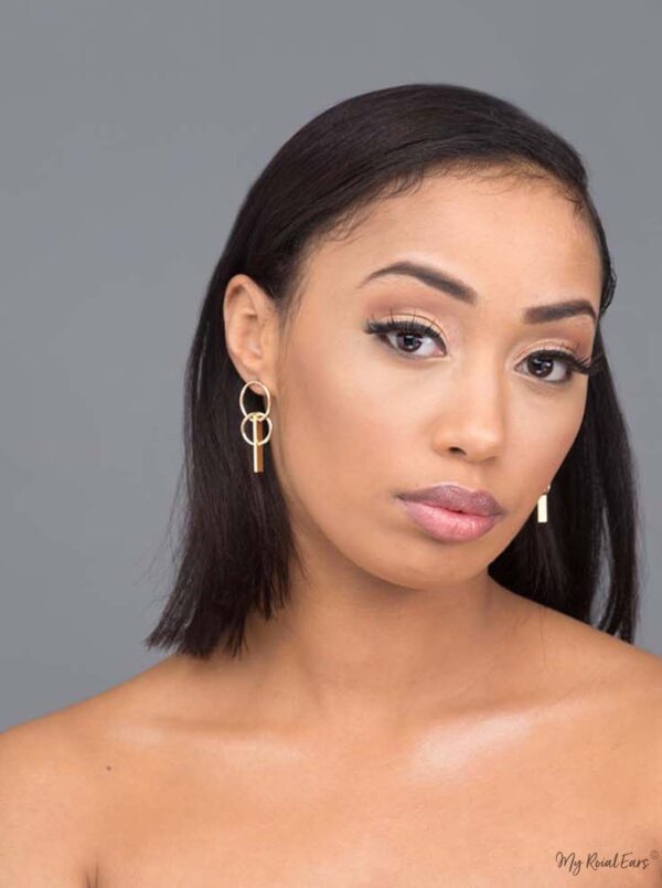 Phoebe- gold plated small double circle earrings - My Roial Ears LTD