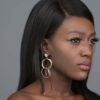 Athena- gold plated crystal double hoop drop earrings - My Roial Ears LTD