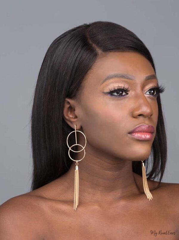 Rhea- gold plated tassel hoop earrings - My Roial Ears LTD