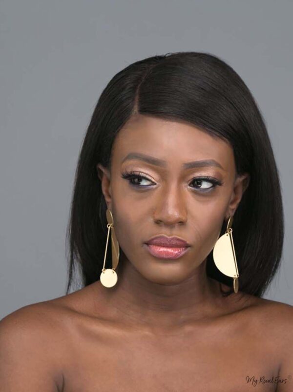 Hestia- gold plated geometric baroque inspired drop earrings - My Roial Ears LTD