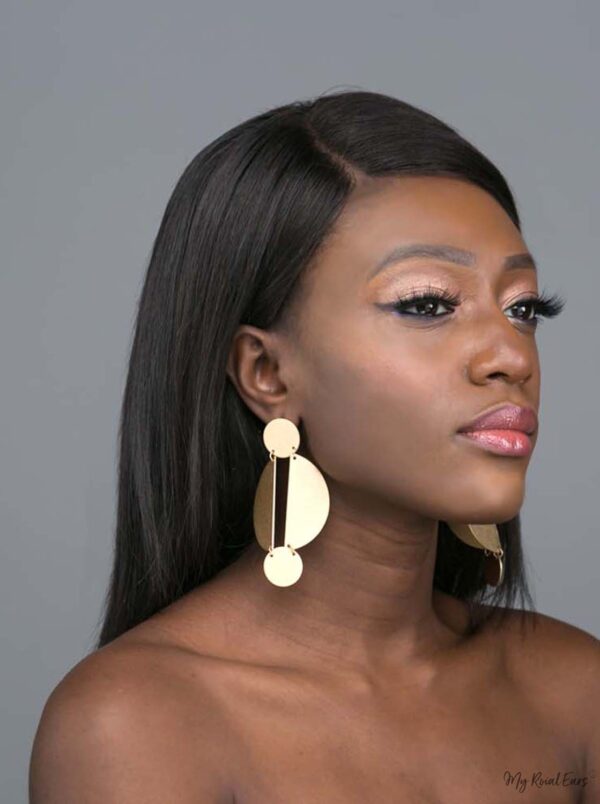 Hestia- gold plated geometric baroque inspired drop earrings - My Roial Ears LTD