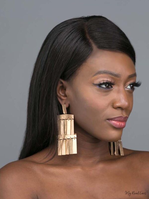 Hippolyta- gold plated tassel statement metal drop earrings - My Roial Ears LTD
