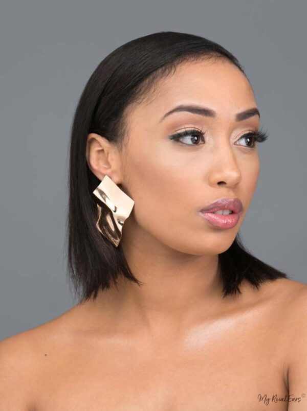 Andromeda- gold plated geometric statement stud earrings - My Roial Ears LTD