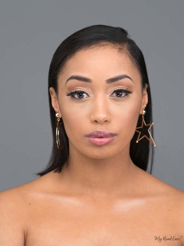 Kallisto- gold plated star and mood shape drop earrings - My Roial Ears LTD