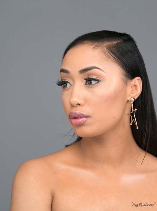 Kallisto- gold plated star and mood shape drop earrings - My Roial Ears LTD