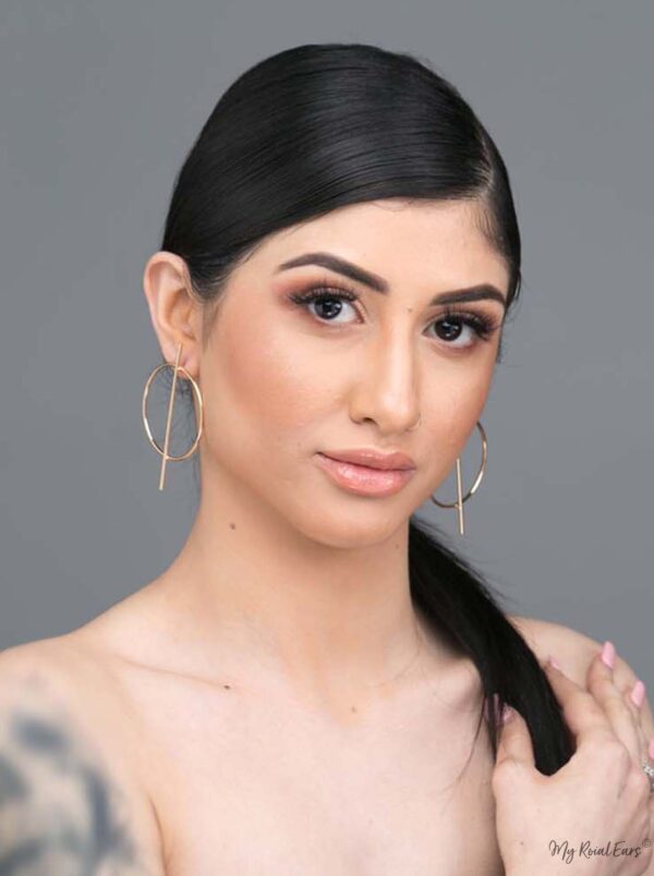 Melaina- gold plated circle statement stud earrings - My Roial Ears LTD