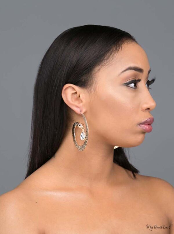 Cassandra H- gold plated snake shaped crystal drop earrings - My Roial Ears LTD