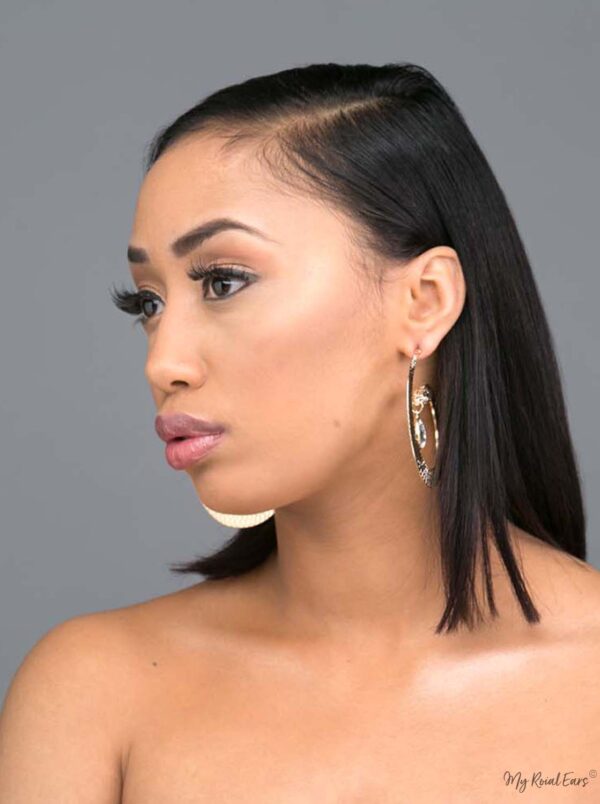 Cassandra H- gold plated snake shaped crystal drop earrings - My Roial Ears LTD
